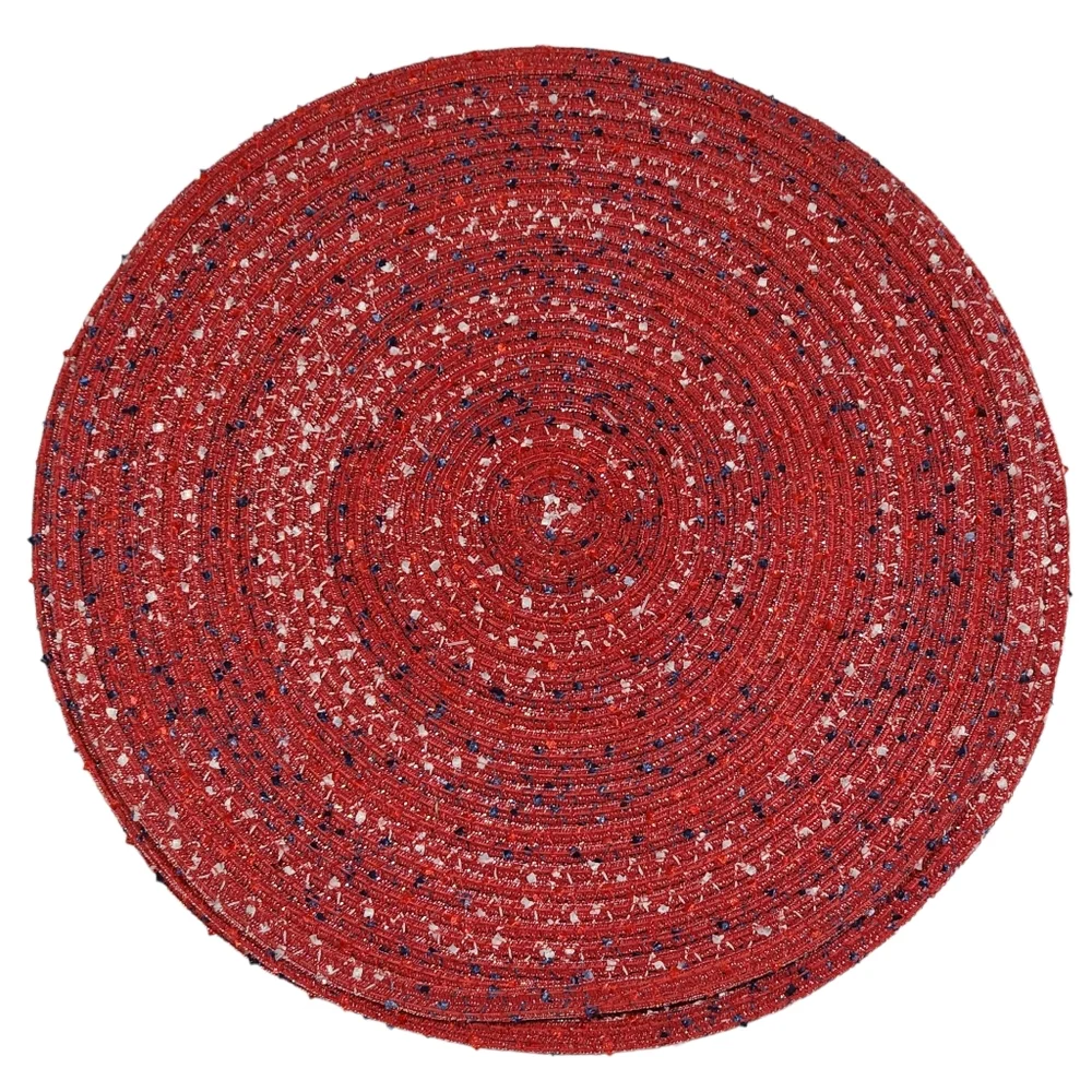 Benson Mills Set of Six Red Americana Round‎ Polyester Placemats 15in